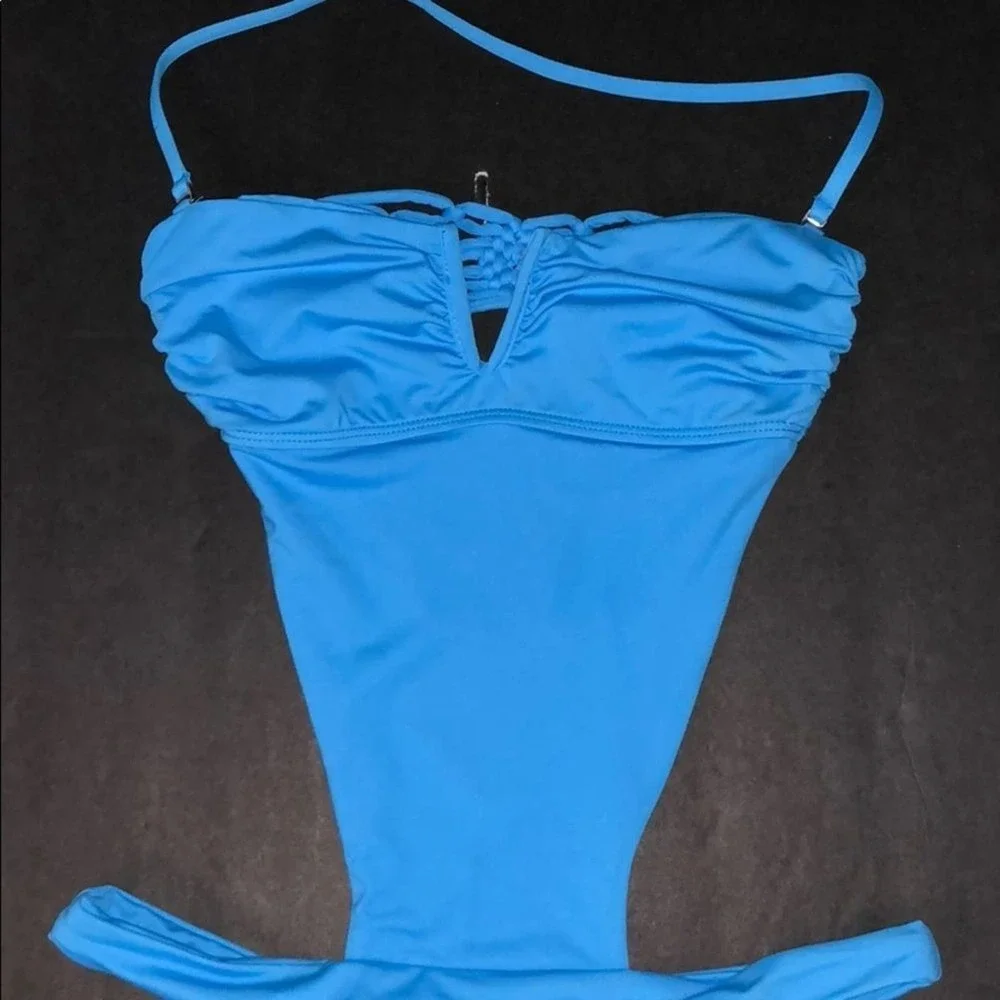 Frankie's Bikinis One Piece Blue‎ Bathing Suit